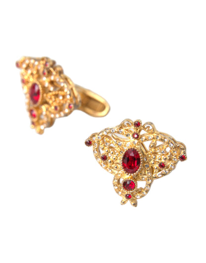 Gold Tone 925 Sterling Silver Crystal Cufflink