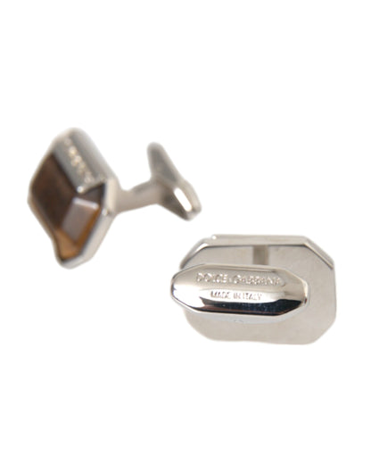 Silver Plated Brass Pin Crystal Cufflinks