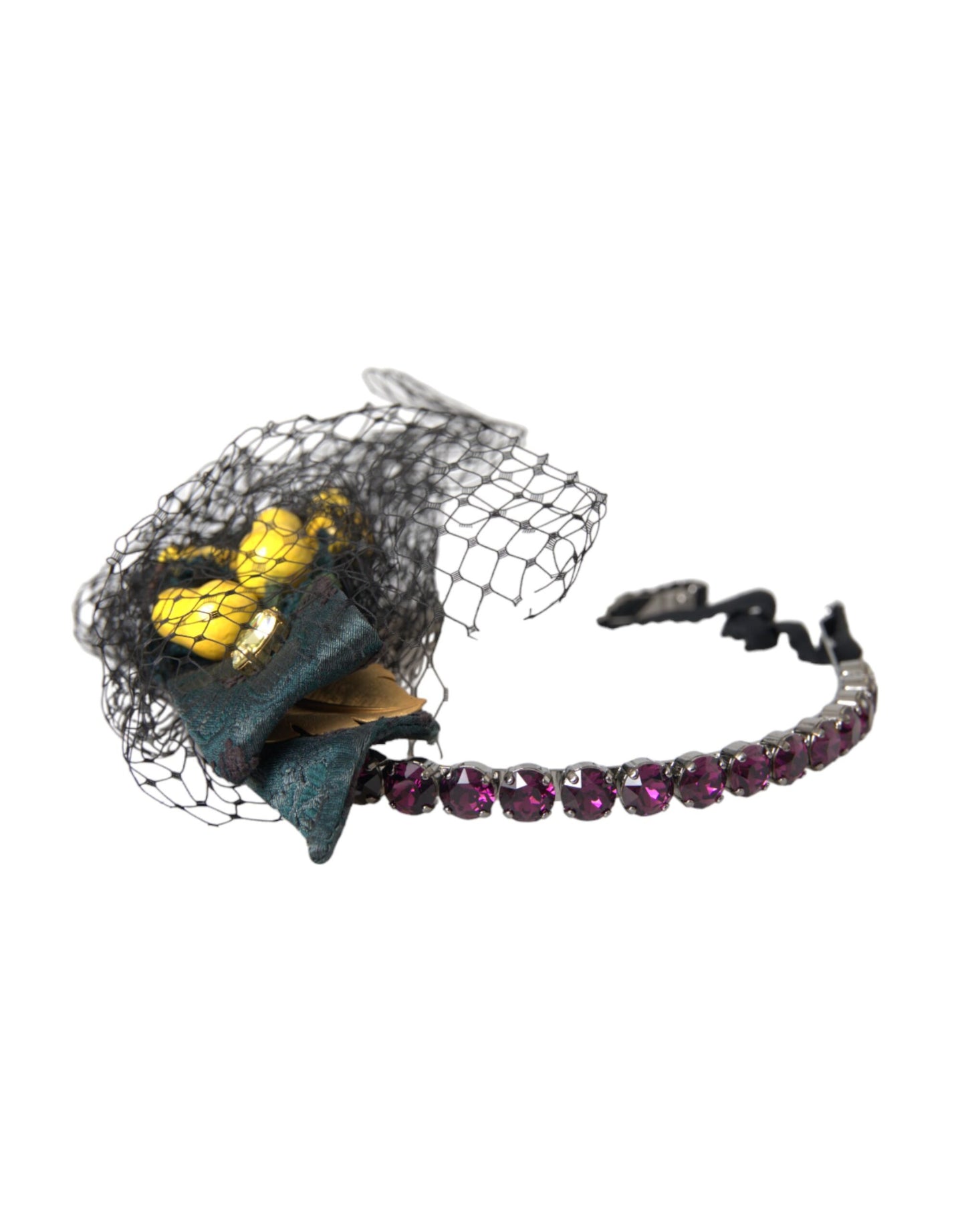 Black Lemons Sicily Purple Crystal Net Headband Diadem