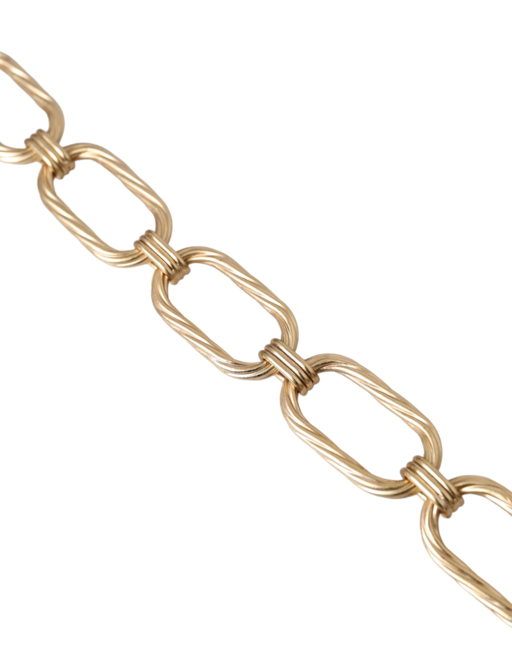 Gold Tone Brass Large Link Chain Jewelry Necklace