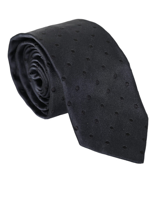 Dark Blue Dotted Silk Adjustable Tie