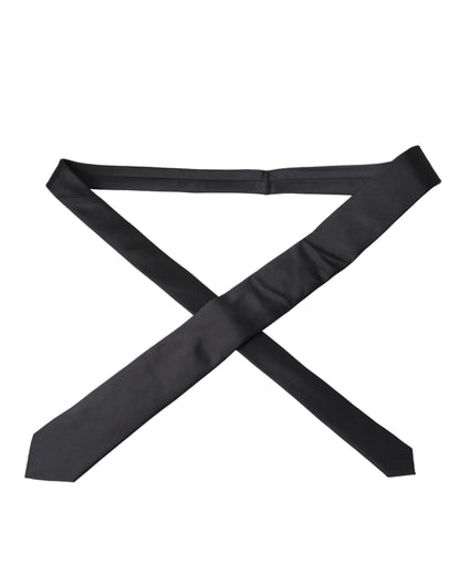 Black Solid Silk Adjustable Tie Men