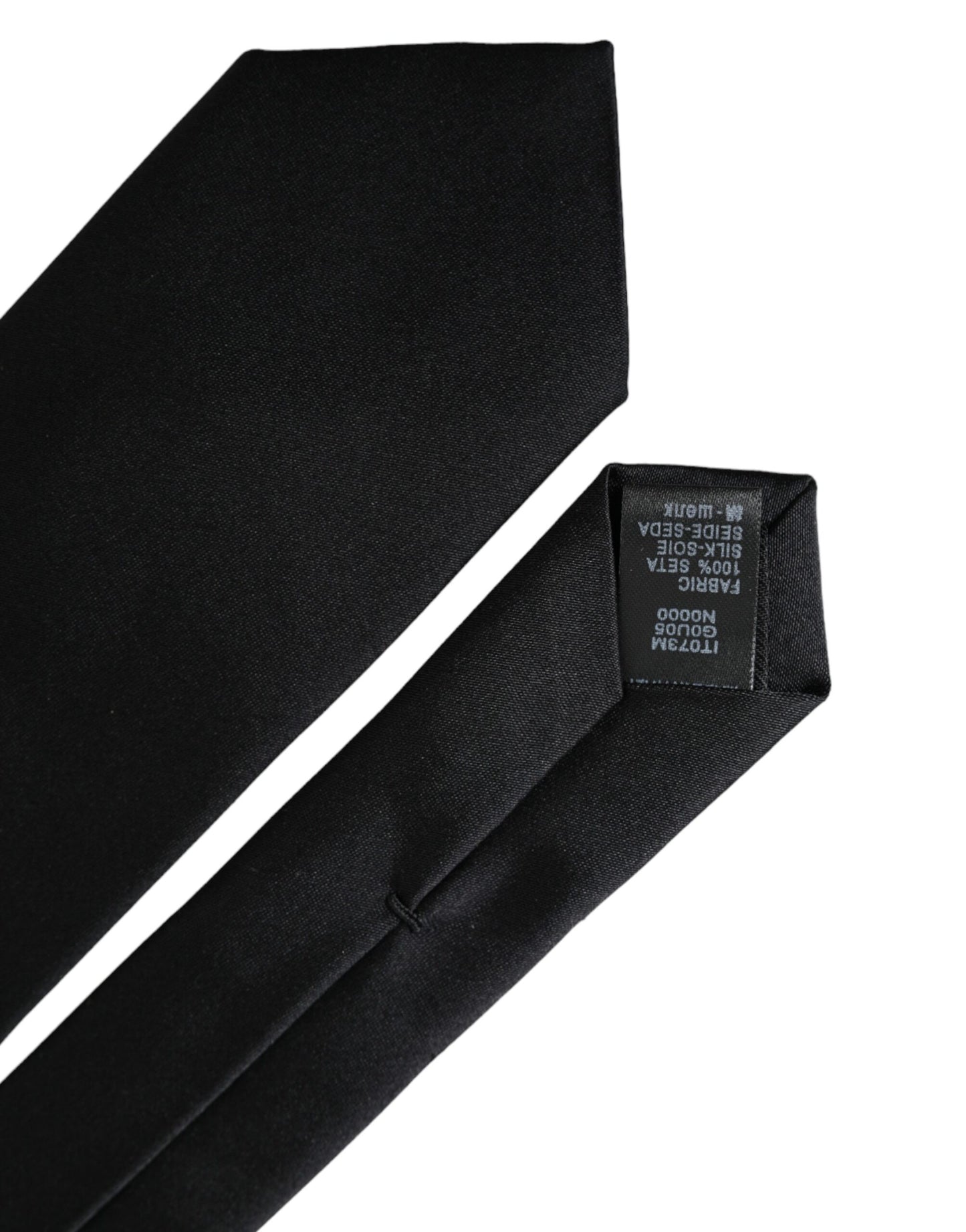 Black Solid Silk Adjustable Tie Men