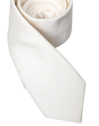 White Solid 100% Silk Adjustable Tie