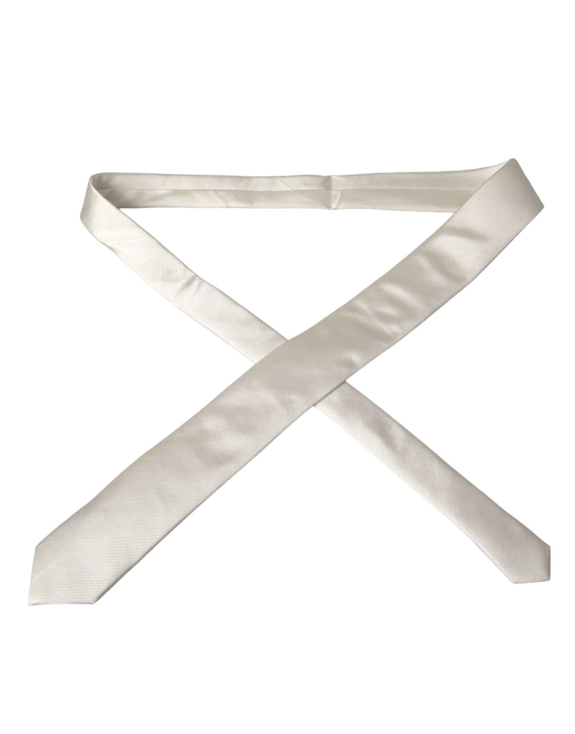 White Solid 100% Silk Adjustable Tie