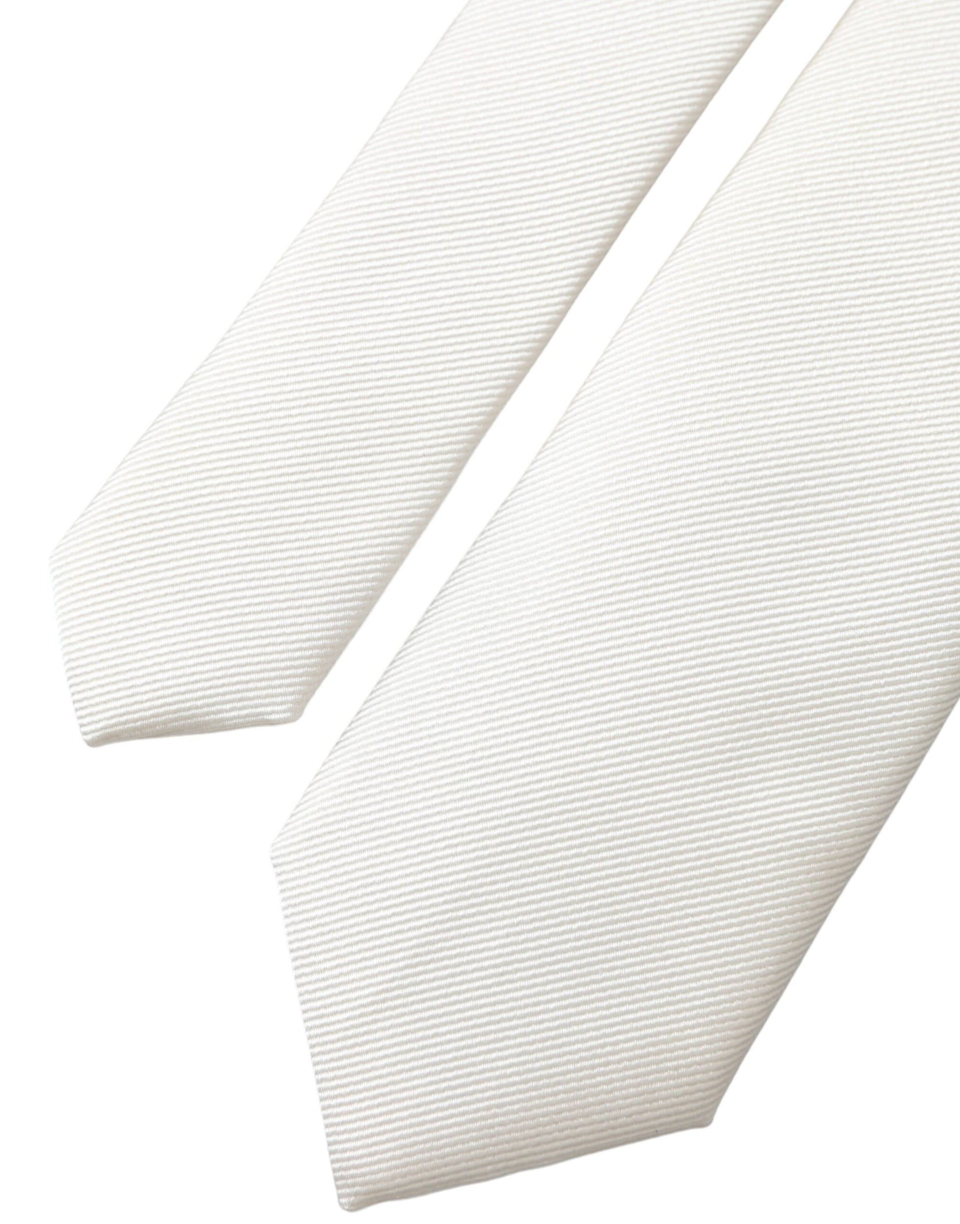 White Solid 100% Silk Adjustable Tie