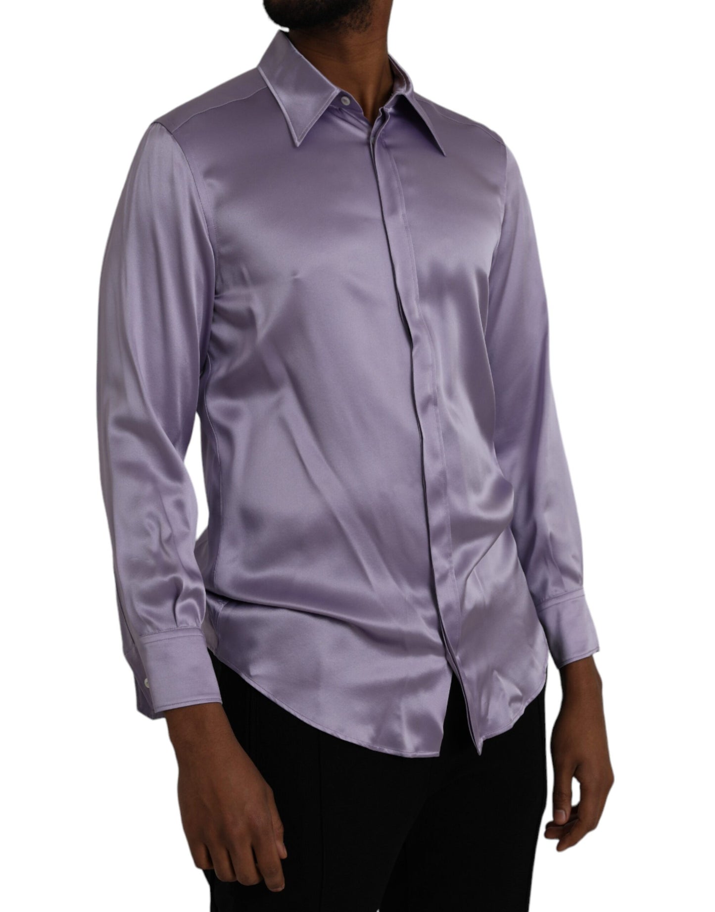 Purple Satin Silk Formal Dress MARTINI Shirt