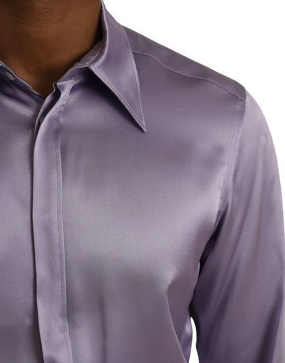 Purple Satin Silk Formal Dress MARTINI Shirt