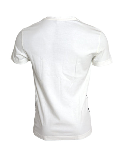 White Graphic Print Cotton Crew Neck T-shirt