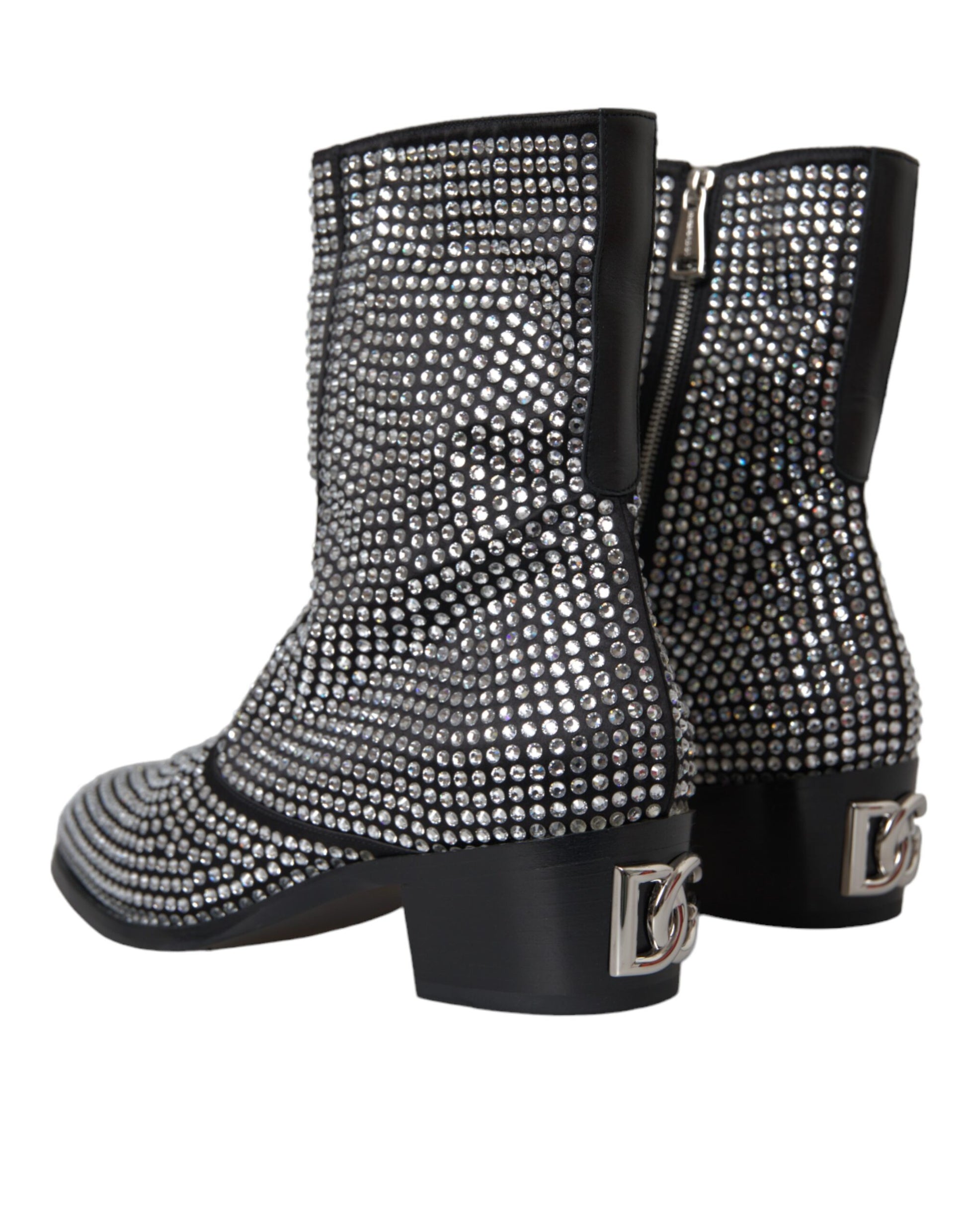 Black Rhinestone Crystal Chelsea Boots Shoes