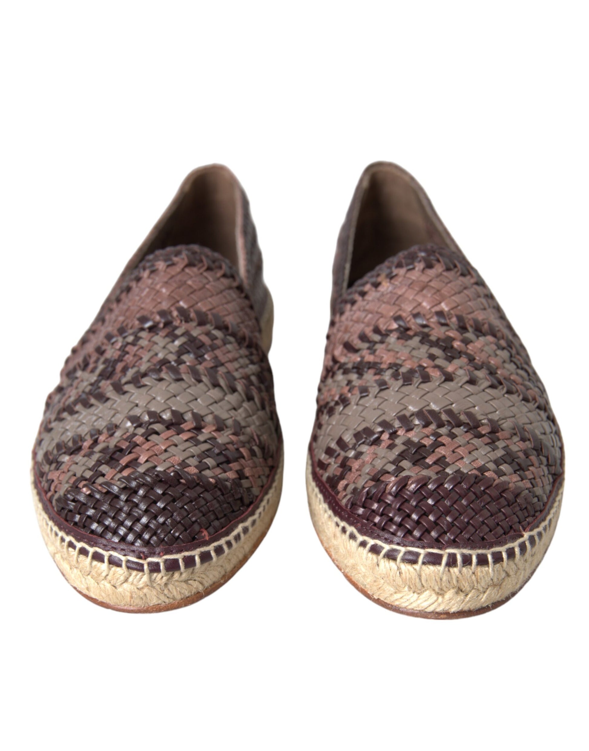 Brown Buffalo Leather Espadrille Flats Shoes