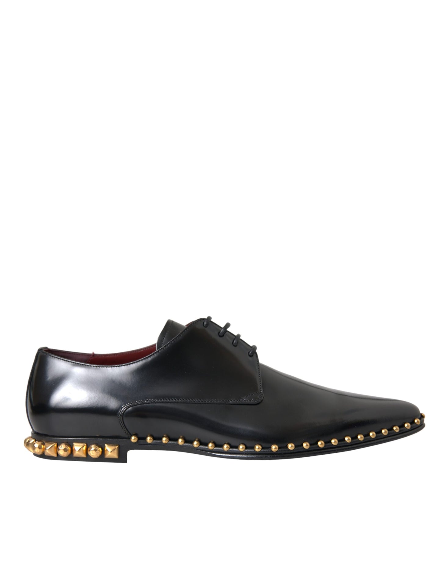 Black Leather Gold Studded Derby Dress Shoes