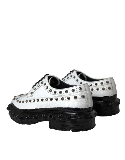 Black White Embellished Derby Formal Shoes