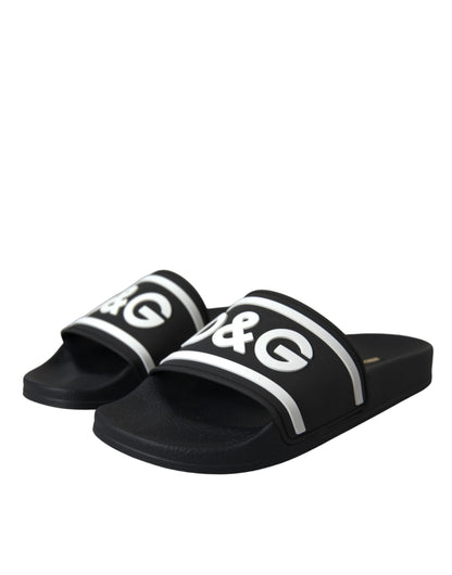 Black White Sandals Rubber Beachwear Shoes