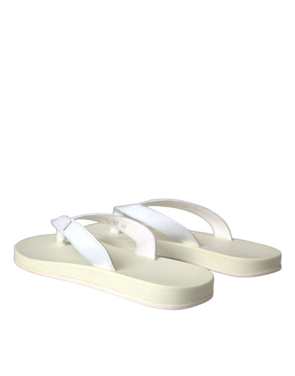 White Leather Slides Sandals Beachwear Shoes