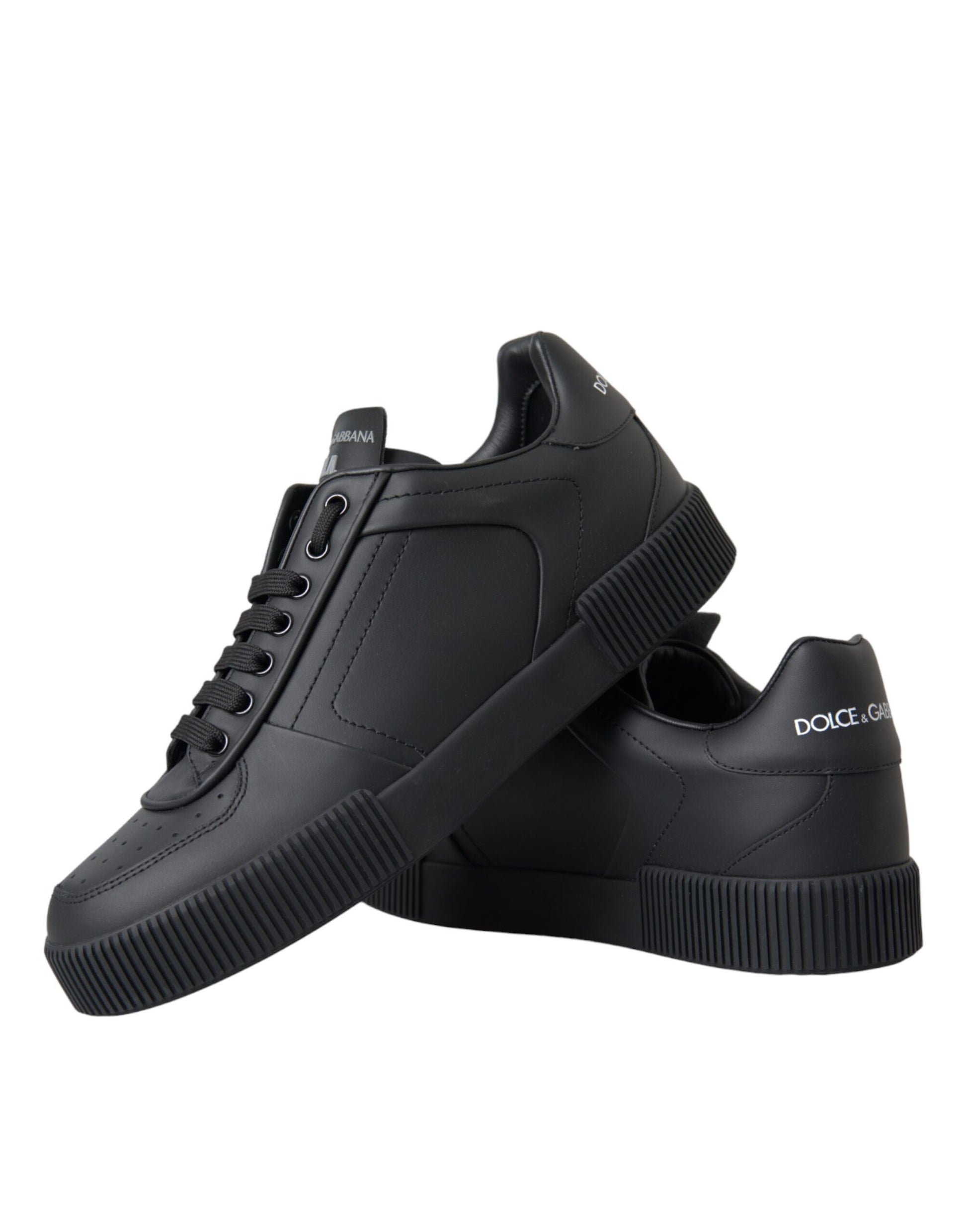 Black Miami Leather Low Top Sneakers Men Shoes