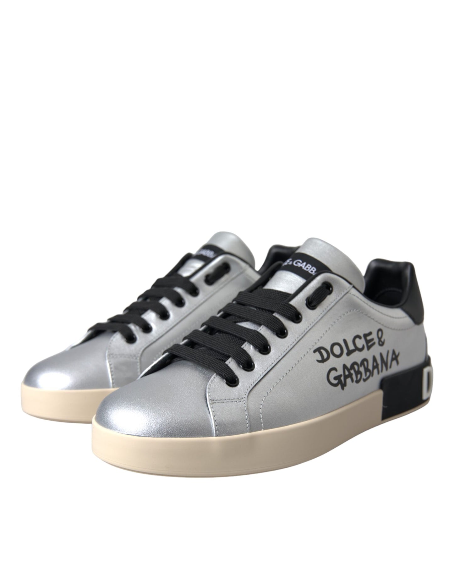 Silver Portofino Calf Leather Sneakers Men Shoes