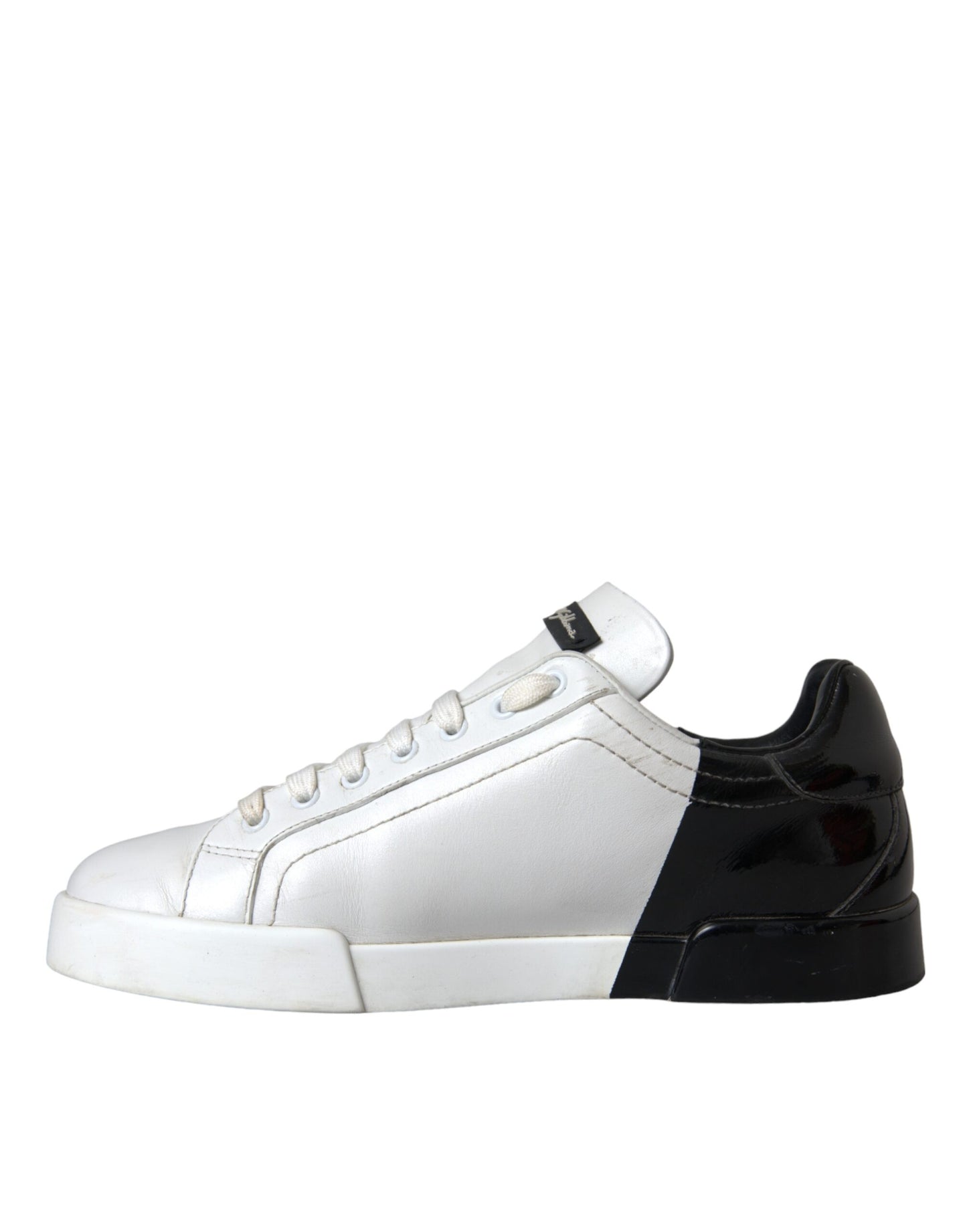 White Black Leather Logo Low Top Sneakers Shoes