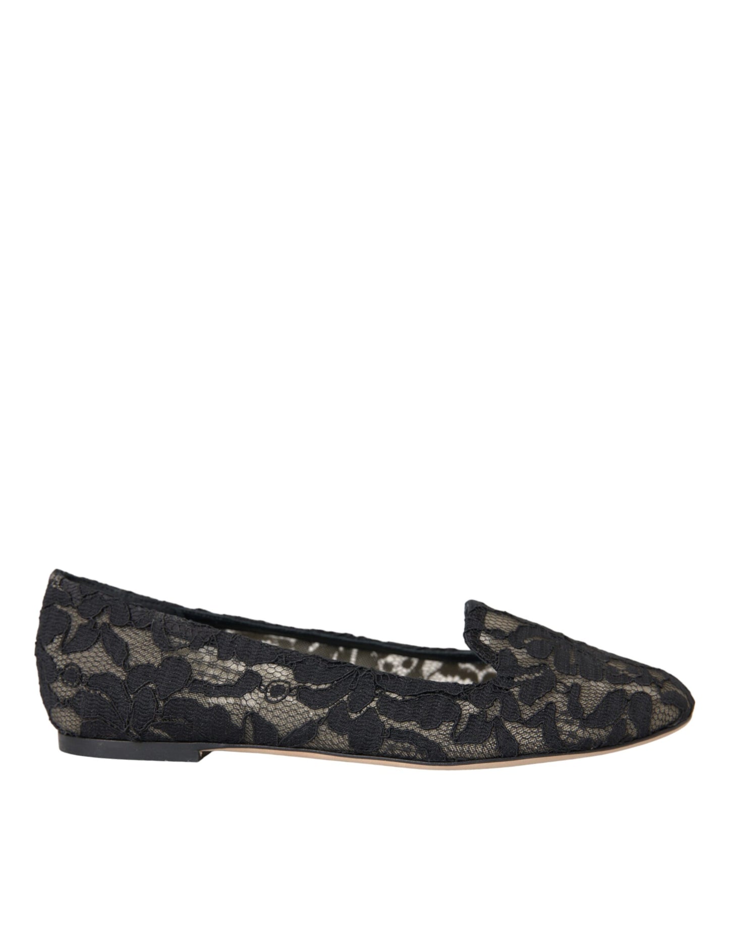 Black Floral Taormina Lace Loafer Flat Shoes