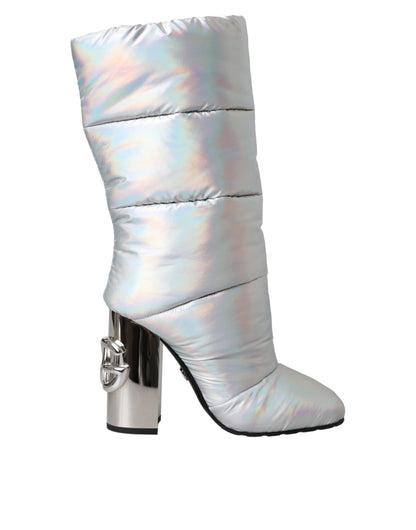 Silver Padded DG Logo Heels Boots Shoes