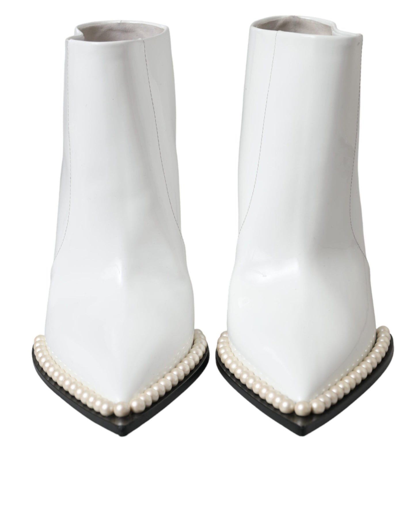 White Pearl Leather Pumps Heels Boots Shoes