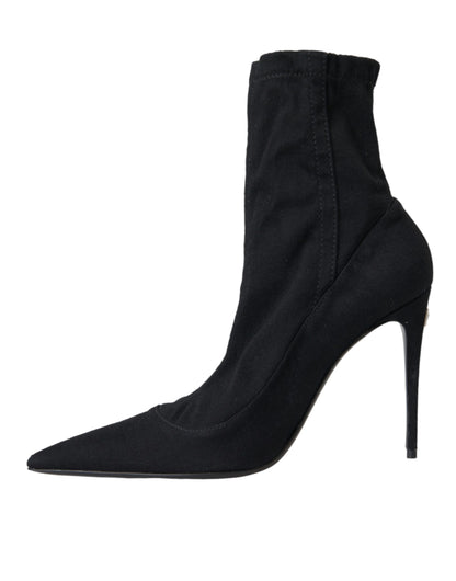 Black Stiletto Heels Denim Ankle Boots Shoes