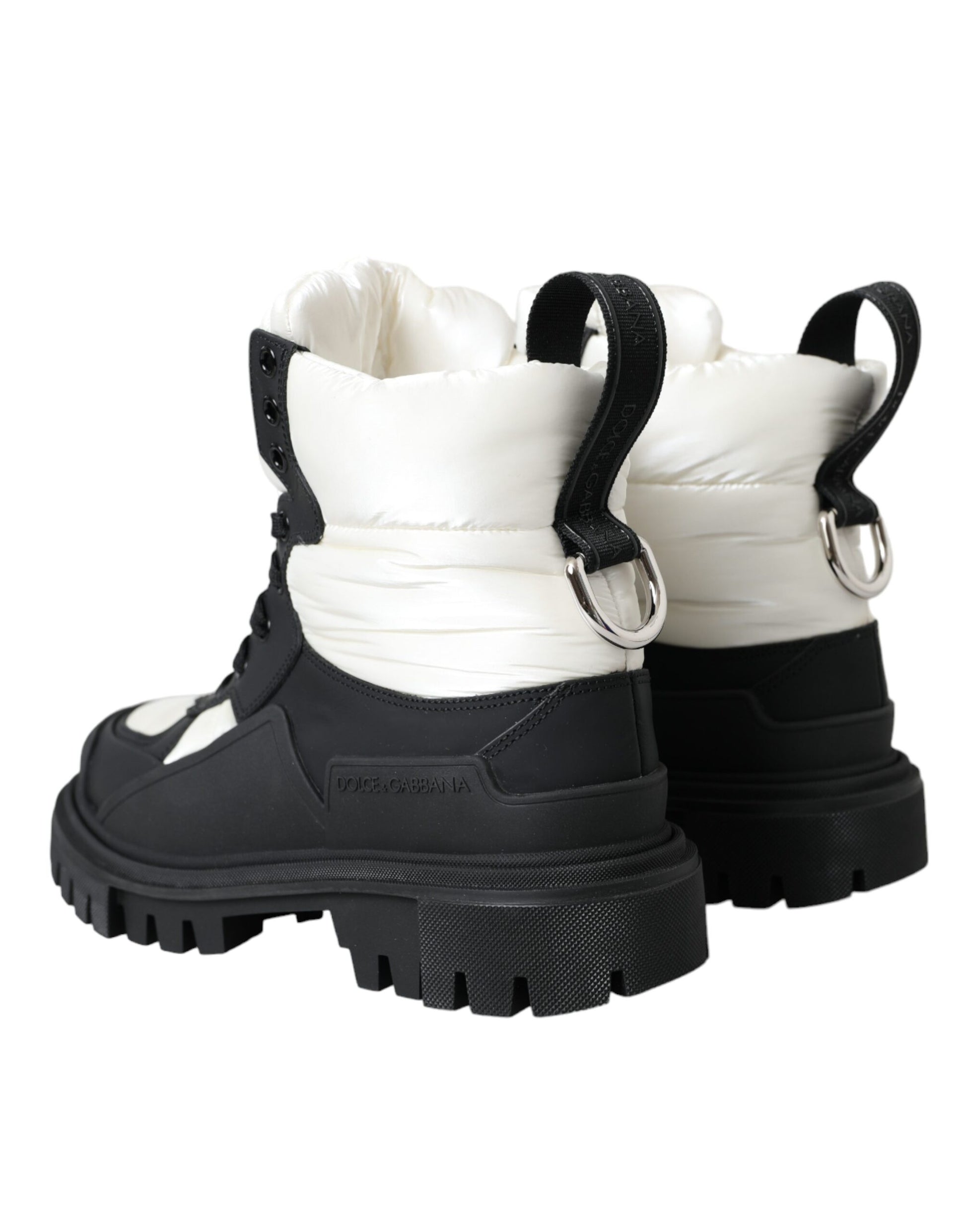 Black White Logo Padded Trekking Boots Shoes