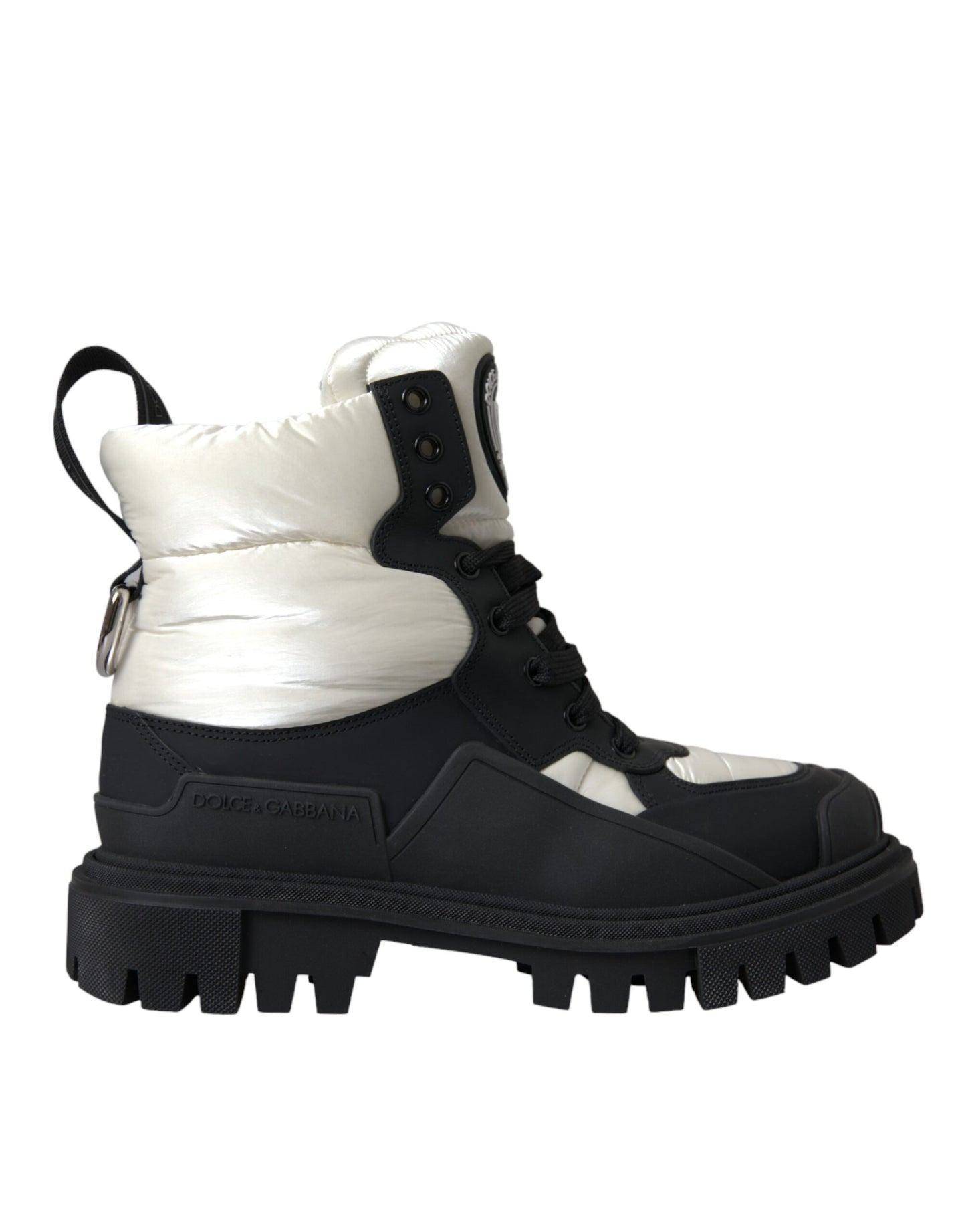 Black White Logo Padded Trekking Boots Shoes