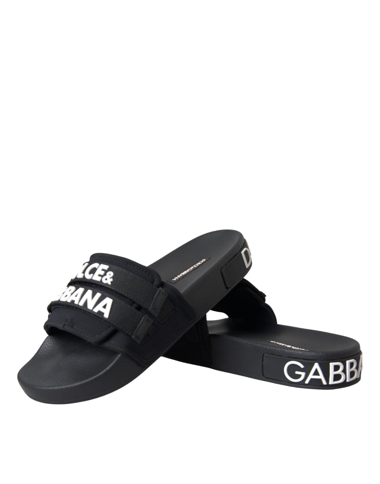 Black Logo Beachwear Flats Sandals Shoes