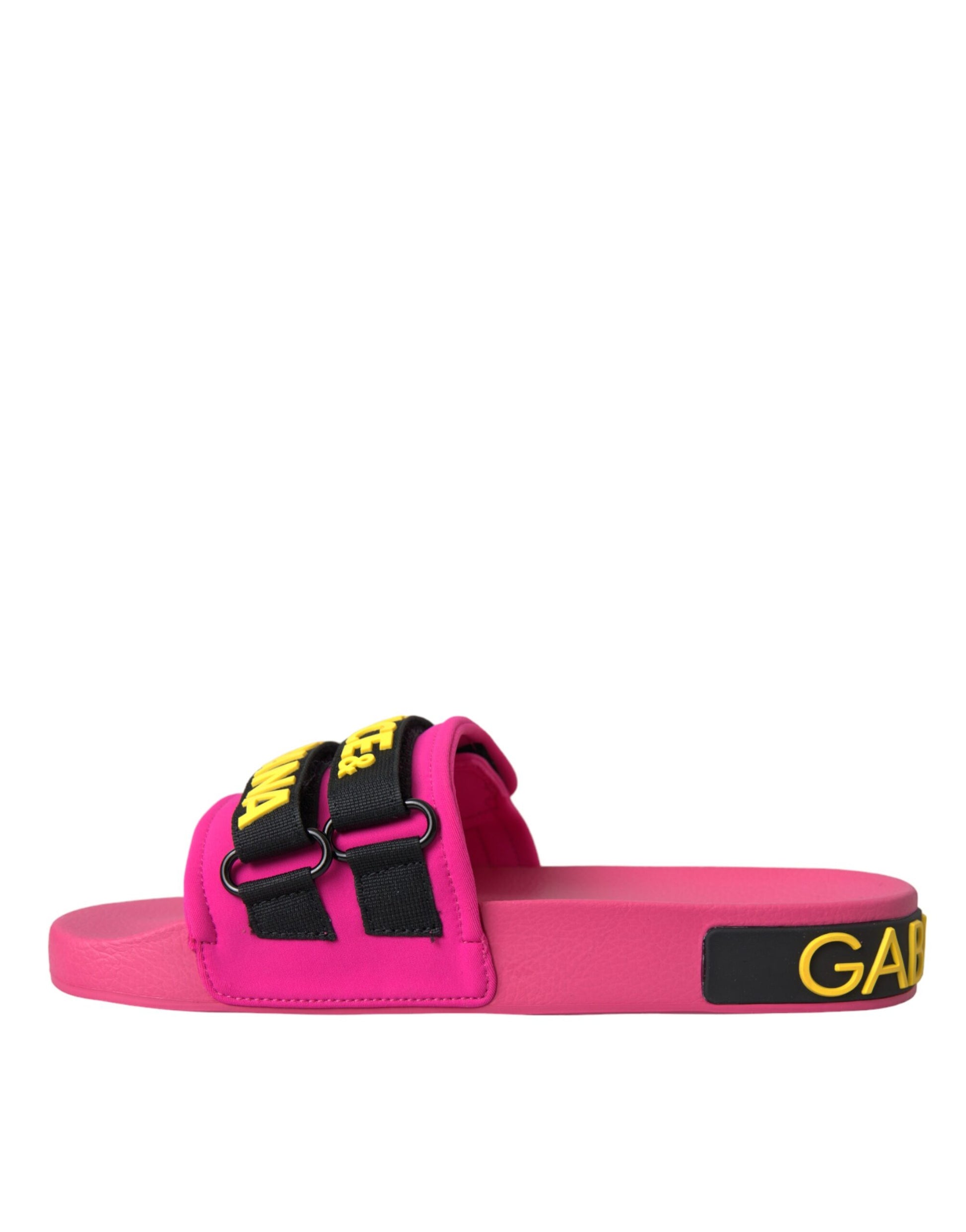 Pink Black Logo Beachwear Flats Sandals Shoes