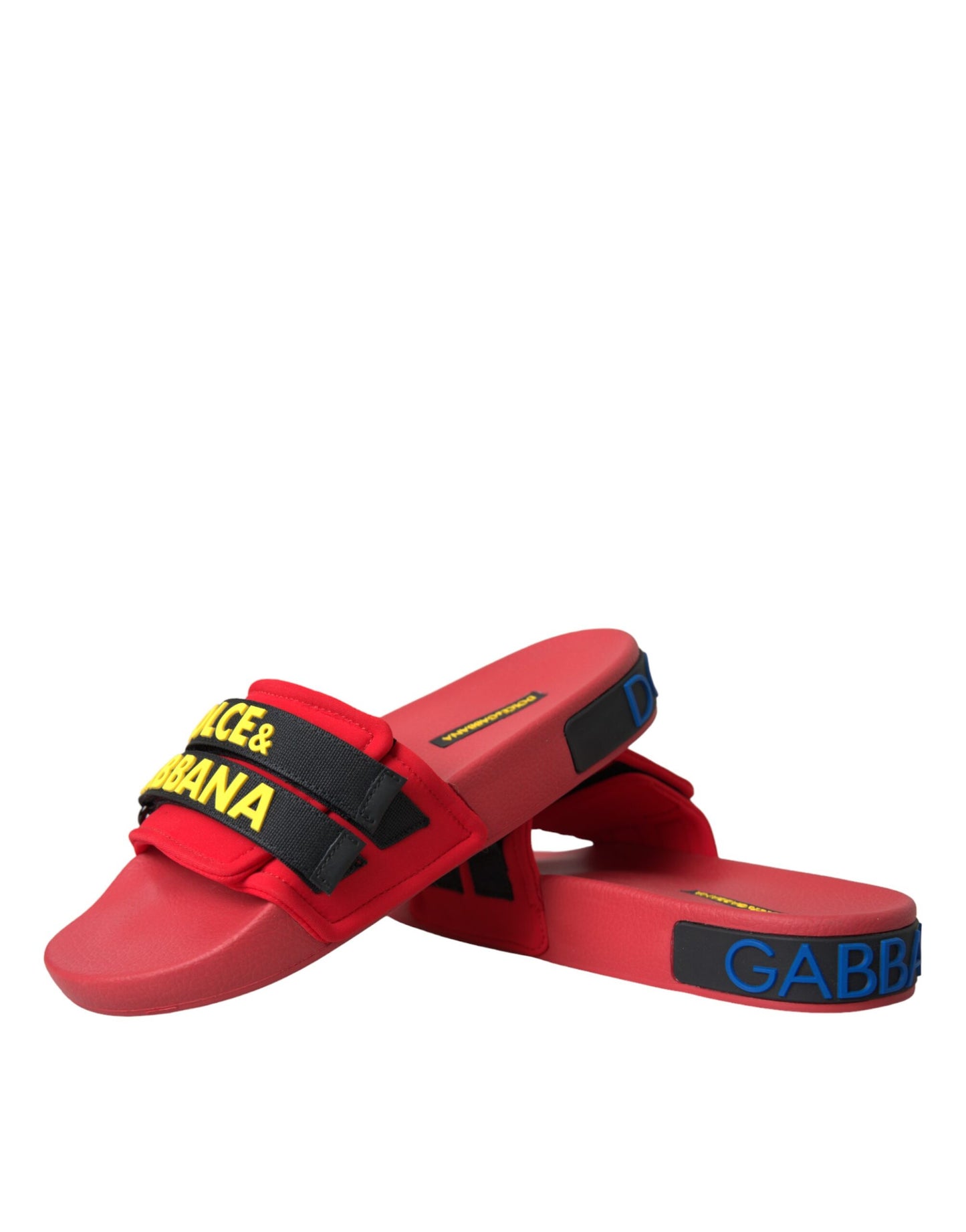 Red Black Logo Beachwear Flats Sandals Shoes