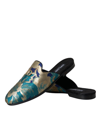 Multicolor Jacquard DG Logo Mule Flat Sandals Shoes