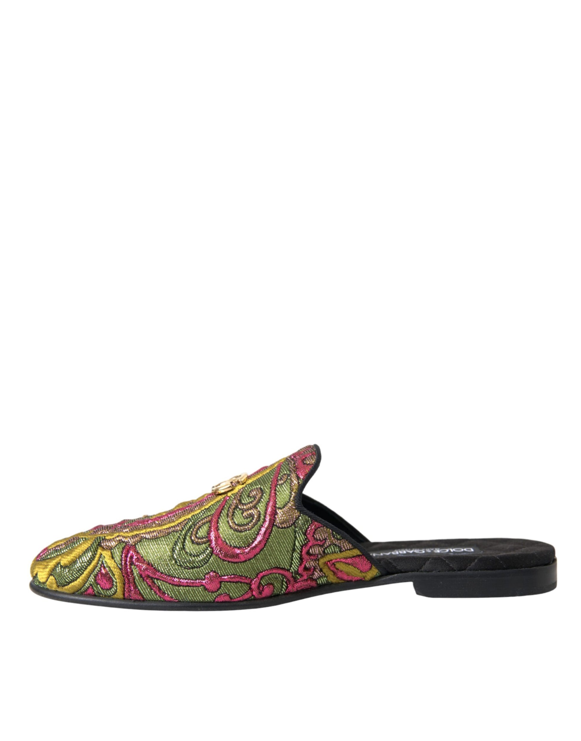 Multicolor Brocade DG Logo Mule Flat Sandals Shoes