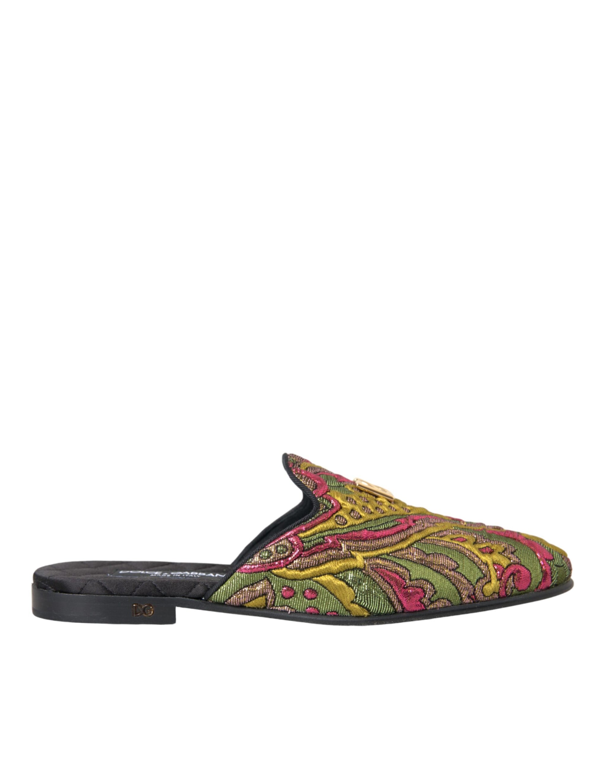 Multicolor Brocade DG Logo Mule Flat Sandals Shoes