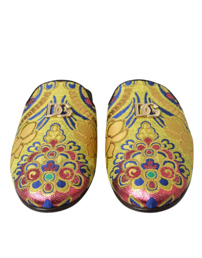 Multicolor Jacquard DG Logo Mule Flat Sandals Shoes