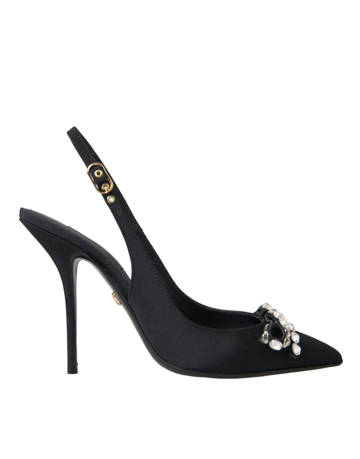 Black Crystal Embellished Slingback Shoes