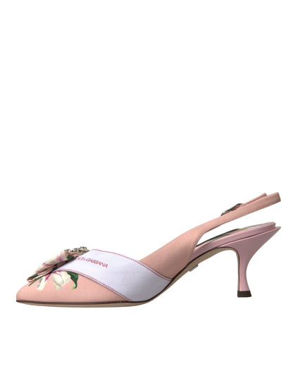 Pink Lily Crystal Cady Slingback Heel Shoes