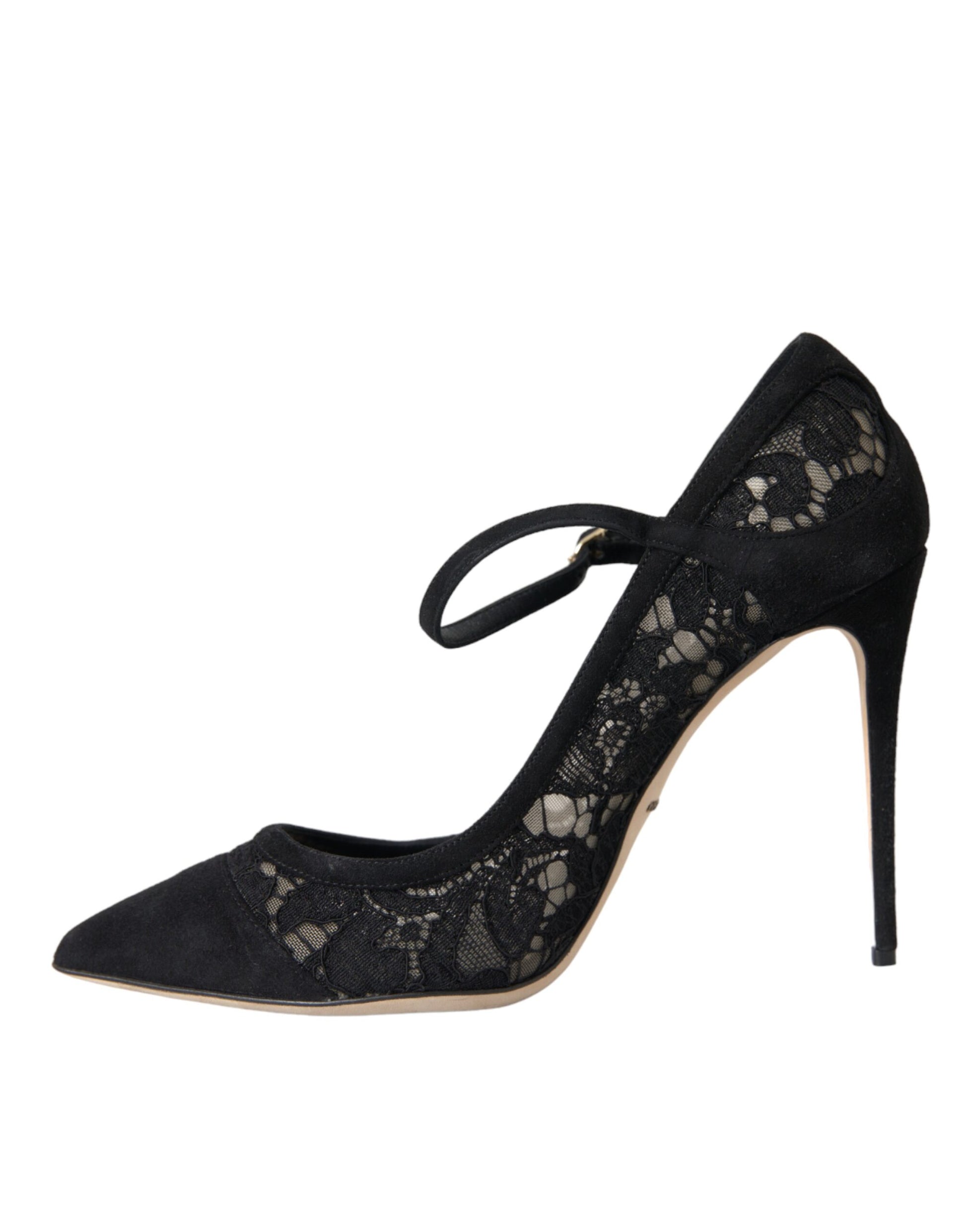 Black Taormina Lace Mary Janes Pumps Shoes