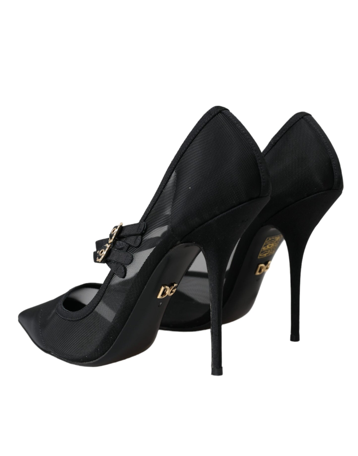 Black Mesh Mary Janes Heels Pumps Shoes