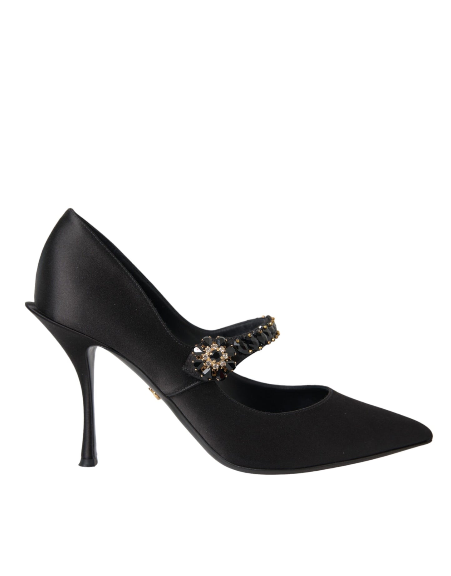 Black Mary Jane Crystal Heels Pumps Shoes