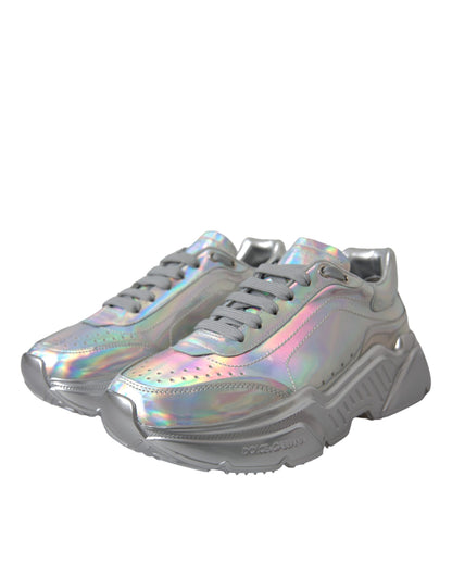 Silver Iridescent DAYMASTER Leather Sneakers Shoes