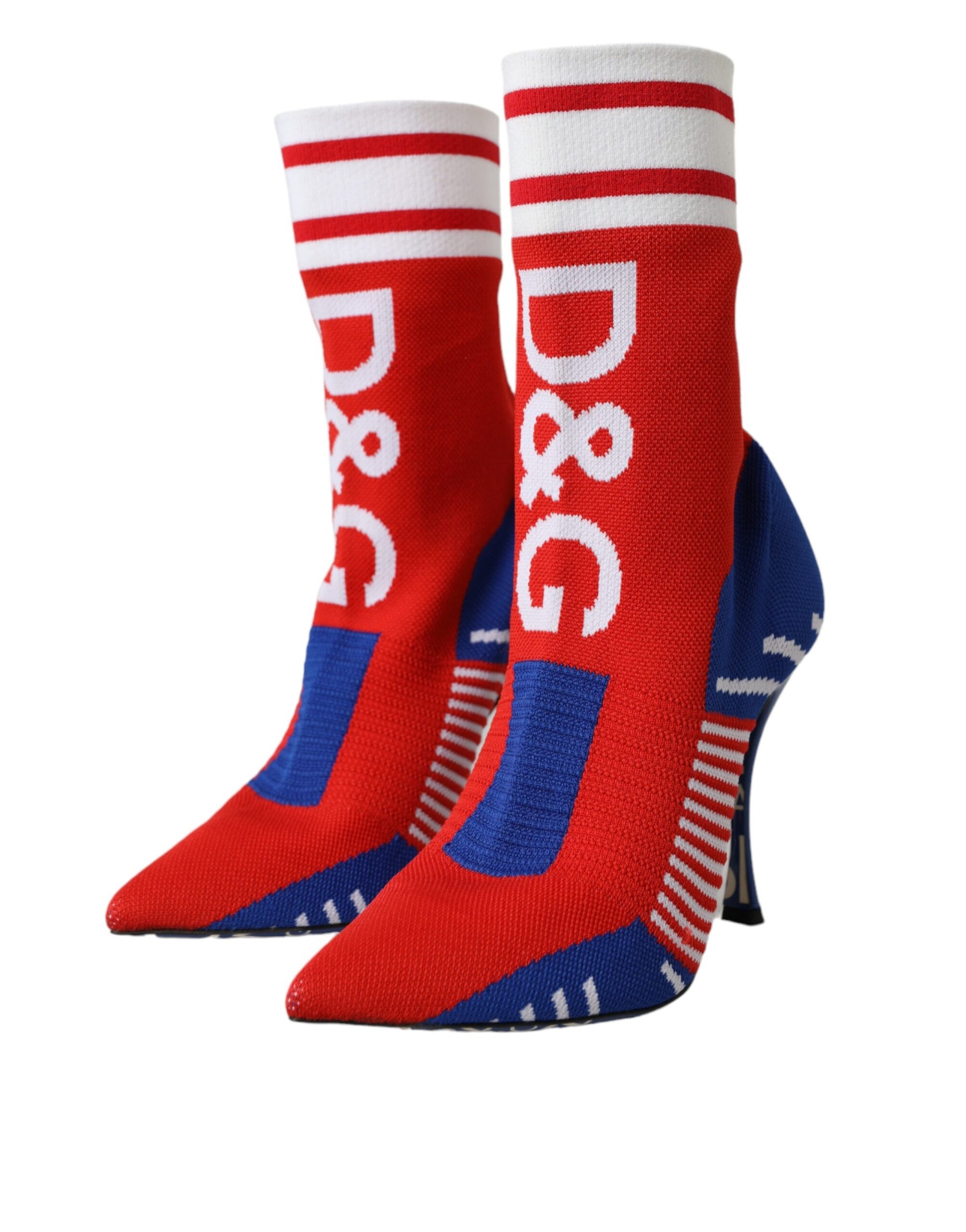 Red Blue Stretch Sock Style Short Boots Logo Shoes