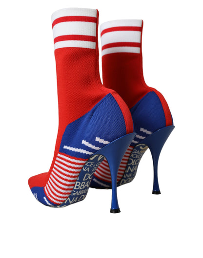 Red Blue Stretch Sock Style Short Boots Logo Shoes