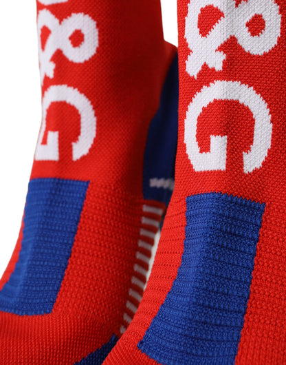 Red Blue Stretch Sock Style Short Boots Logo Shoes