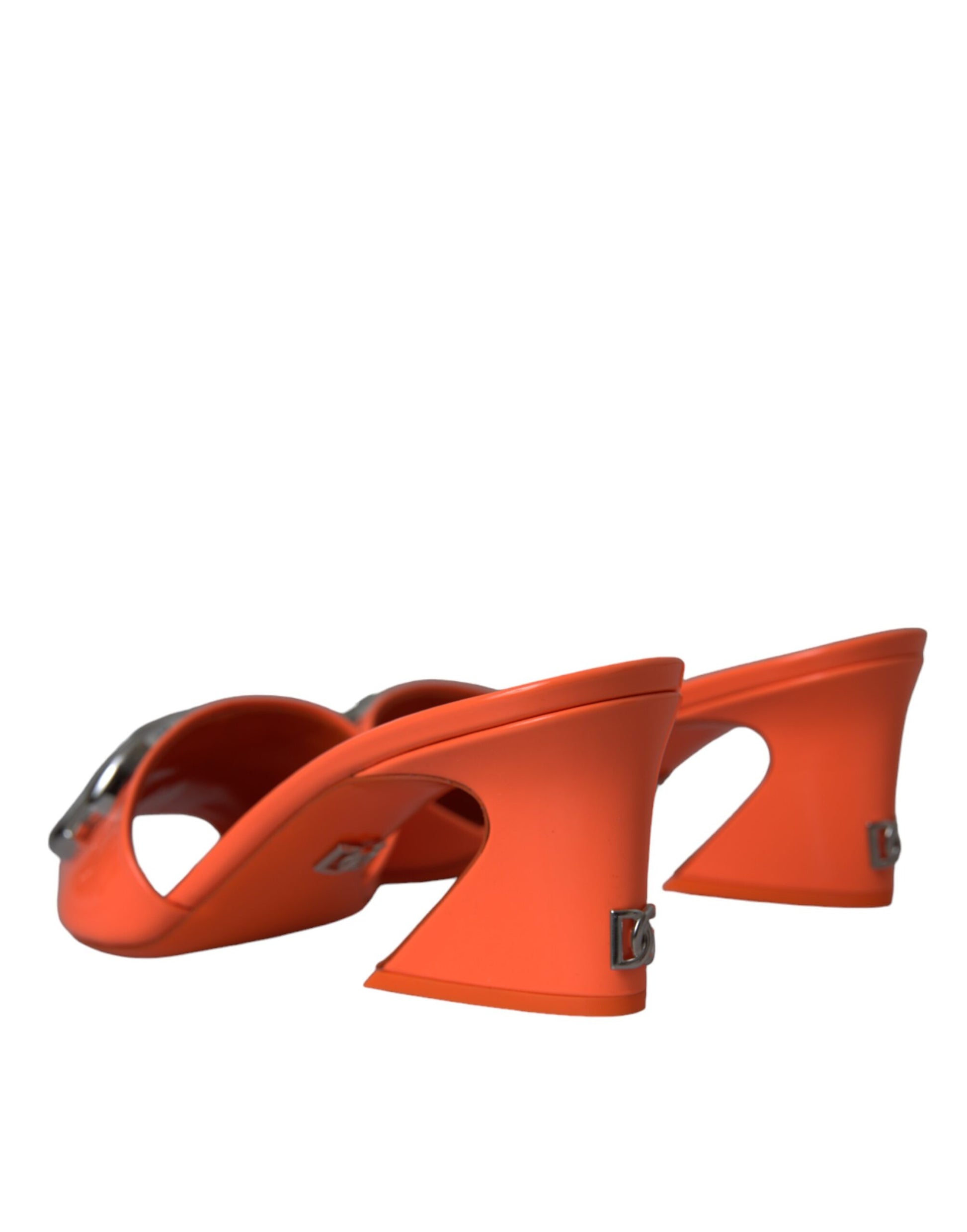 Orange DG Logo Slides Heels Sandals Shoes