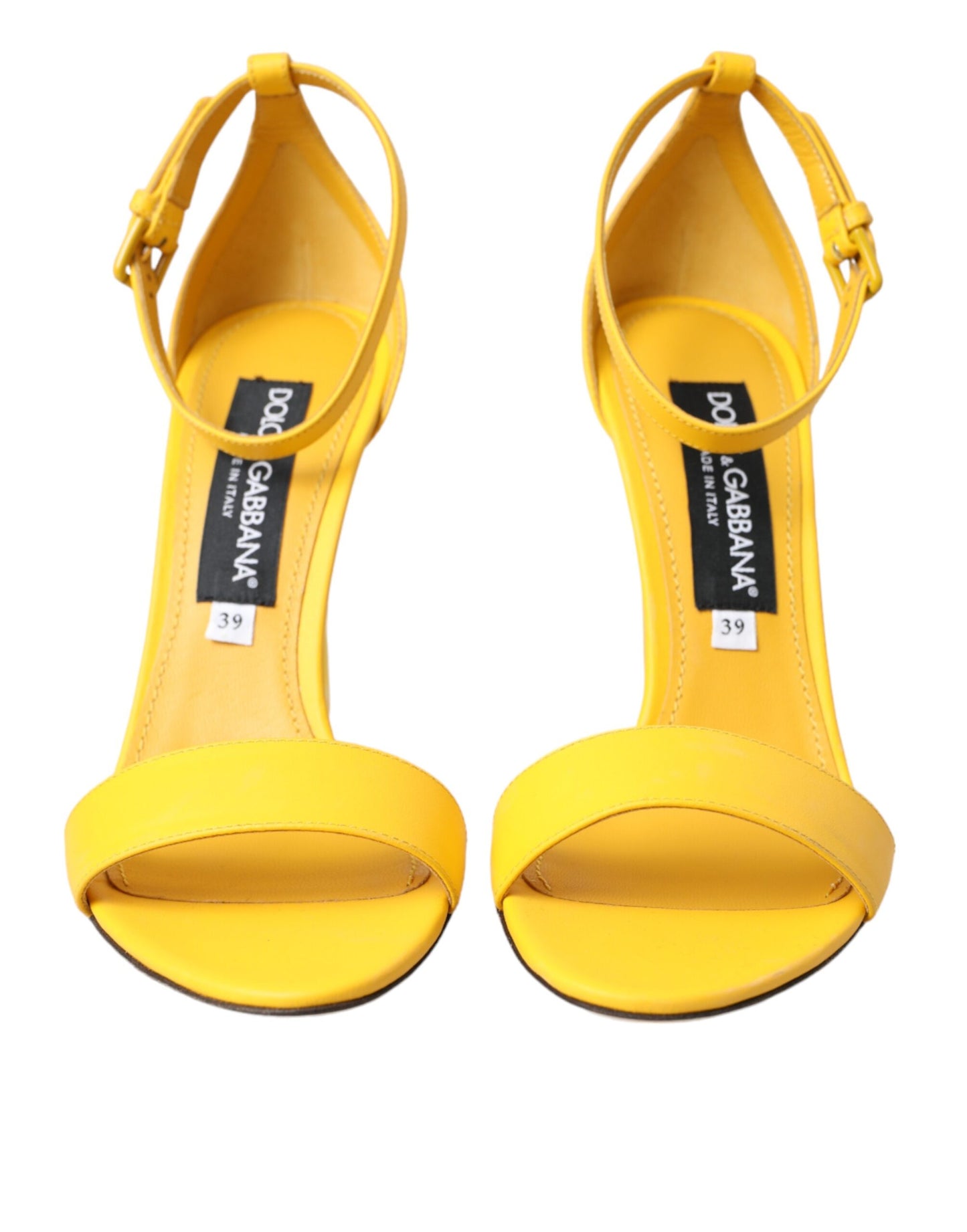 Yellow Leather DG Heels Sandals Shoes