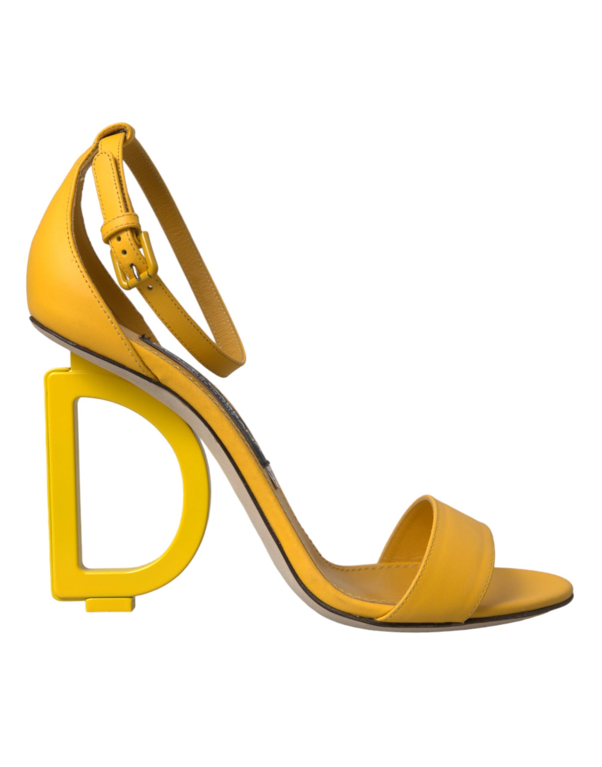 Yellow Leather DG Heels Sandals Shoes