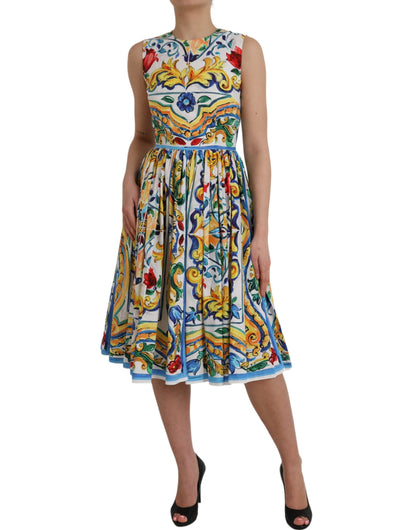 Multicolor Majolica A-line Sleeveless Dress