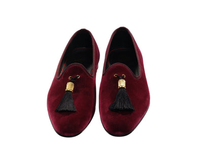 Stanboul Burgundy Velvet Flat Shoes