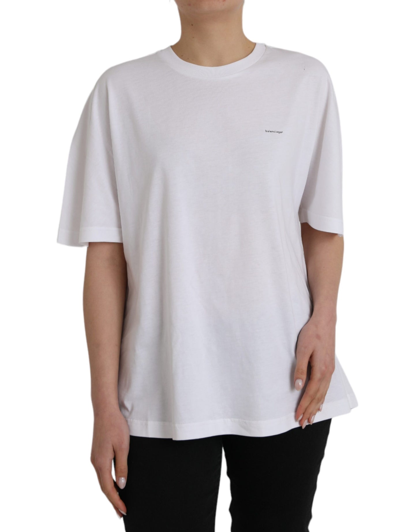 White Cotton Crew Neck Short Sleeves T-shirt